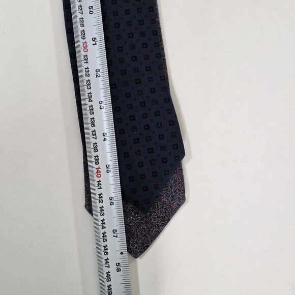 Diva Pure Silk Tie Lot of 2 Italy AOP Geo Tiny Paisley Preppy W3 L56.5-58 Inches - Picture 7 of 13